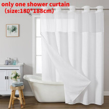 (White)Waffle Weave Waterproof Shower Curtain With Solid Color For Daily Usage Bathroom