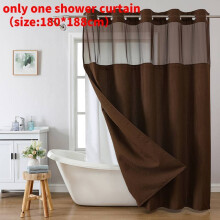 (Coffee)Waffle Weave Waterproof Shower Curtain With Solid Color For Daily Usage Bathroom