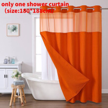 (Orange)Waffle Weave Waterproof Shower Curtain With Solid Color For Daily Usage Bathroom