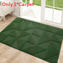 (Green)Plush Entry Mat Solid Colored Carpet With Washable Design For Home And Spaces Living