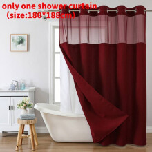 (Wine Red)Waffle Weave Waterproof Shower Curtain With Solid Color For Daily Usage Bathroom