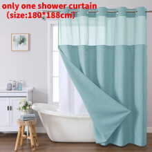 (Turquoise)Waffle Weave Waterproof Shower Curtain With Solid Color For Daily Usage Bathroom
