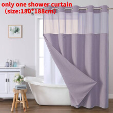 (Light Purple)Waffle Weave Waterproof Shower Curtain With Solid Color For Daily Usage Bathroom