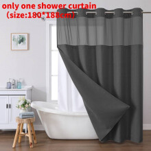 (Graphite)Waffle Weave Waterproof Shower Curtain With Solid Color For Daily Usage Bathroom