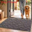 (Gray)Plush Entry Mat Solid Colored Carpet With Washable Design For Home And Living Spaces 1