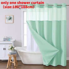 (Glacier Green)Waffle Weave Waterproof Shower Curtain With Solid Color For Daily Usage Bathroom