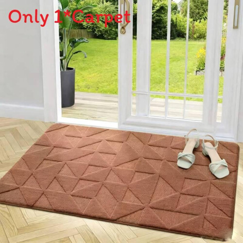 (Light Brown)Plush Entry Mat Solid Colored Carpet With Washable Design For Home And Living Spaces