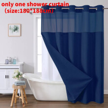 (Navy Blue)Waffle Weave Waterproof Shower Curtain With Solid Color For Daily Usage Bathroom