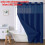 (Navy Blue)Waffle Weave Waterproof Shower Curtain With Solid Color For Daily Usage Bathroom 1