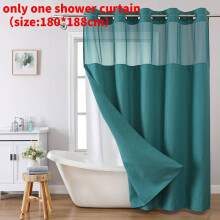 (Algae Blue)Waffle Weave Waterproof Shower Curtain With Solid Color For Daily Usage Bathroom
