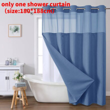 (Sky Blue)Waffle Weave Waterproof Shower Curtain With Solid Color For Daily Usage Bathroom