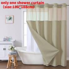 (Khaki)Waffle Weave Waterproof Shower Curtain With Solid Color For Daily Usage Bathroom