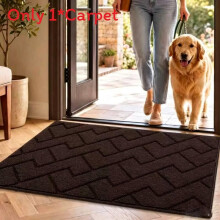 (Dark Brown)Alfombra de entrada de felpa alfombra de color liso con diseño lavable para el hogar y el salón