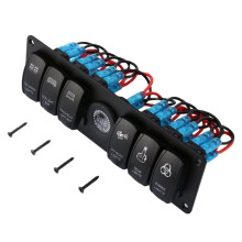 Bunte 12V 6-Gang Kippschalter Sicherungs-LED-Voltmeter RV Auto Marine Boot Schalterpanel LED Schalterpanel Auto