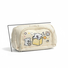 (StyleB) Friendly Canvas Kids Art Storage Case With Line Dog Motif And Front Window For School Use Home And