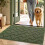 (Green)Plush Entry Mat Solid Colored Carpet With Washable Design For Home And Living Spaces 7