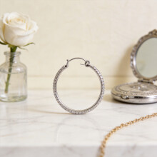(5cm) Rhinestone Earrings Hoop Silver Plated Crystal Big Circle Women For Earring