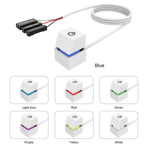 2X 2M Portable LED Lights Computer Desktop  PC External Start Power /Off Button Extension Cable, RGB Light 2