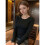 Damen Scoop Neck Slim Fit Langarm Basic Thermounterhemd Schwarz XXL 3