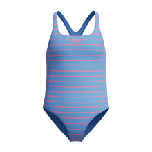 (12 Years, Blue) Speedo Girls Medalist Striped One Piece Swimsuit