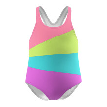 (4 Years, Blue/Green/Pink) Speedo Girls Radiating Splice Racerback One Piece Swimsuit