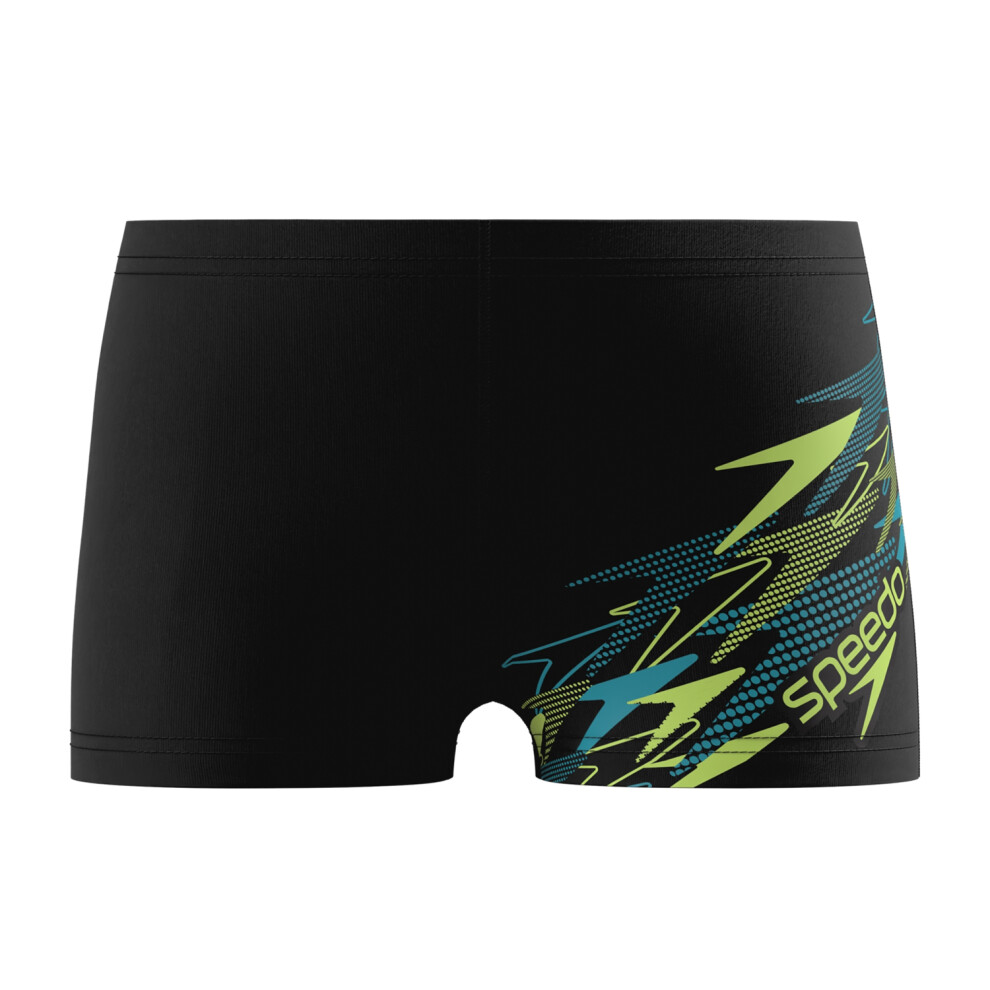 Speedo (7-8 Years, Black/Green) Boys Medley Logo Swim Shorts