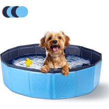 Foldable Dog Pool – Non-Slip Backyard Splash Pool for Small Dogs (Blue)