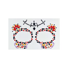 Skeleton Face Face Sticker With Floral Design For Cosplay And Costume Festival
