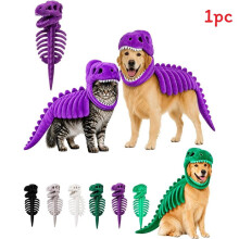 (Purple,90cm)Dinosaur Skeleton Pet Costume Comfortable Plush Dress Up For Pets Suitable For Parties Festivals And