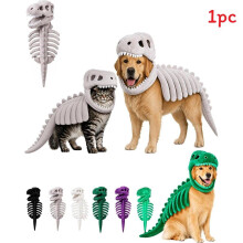 (Gray,90cm)Dinosaur Skeleton Pet Costume Comfortable Plush Dress Up For Pets Suitable For Parties Festivals And