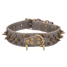 Large Dog Collar – Anti-Bite PU Leather Retro Design Collar (Brown, M/L)