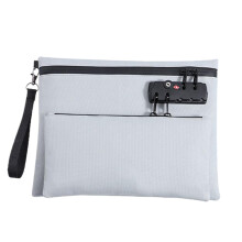 Lockable money bag, secure storage for cash, travel, business gray