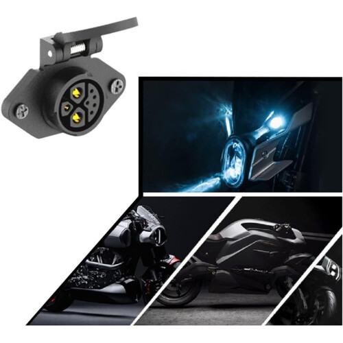 Motorcycle charging socket with protection class IP67, 8pin plug and socket, battery connection (B) 2