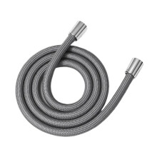 Antitwist shower hose universal interface shower pipe pressure flexible bathroom shower nylon tube (grey, 2M) 2M grey