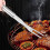 Meat fork, meat fork, 33 cm cooking fork, robust stainless steel grill fork, long kitchen fork for grilling wooden handle 5