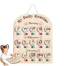 Kinder daily routine chart Morning routine bedtime schedule planner wooden board educational resources girls kids gift idea