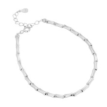 925 Sterling Silver Bamboo Bracelet Link Chain Adjustable Jewelry