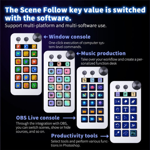 For StreamDeck Visual Keyboards LCD Button 15 Key Live Content Creation Controller Customs Button for Win 634A A