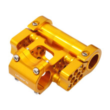 Bicycle Stem Folding Bike Adjustable Double Stem 25.4 mm Ultralight CNC Aluminium Alloy (Gold)