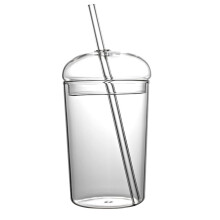 Glass Cup with Lid and Straw, Reusable Iced Coffee Cups, Clear Cups (Transparent)