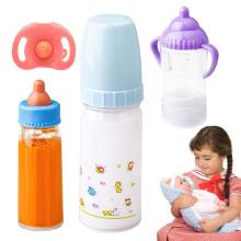 Doll Bottles Role Play Pacifier Toy Multifunctional Feeding Toy with Disappearing Milk and Juice Bottle for Children Aged 3 and Up