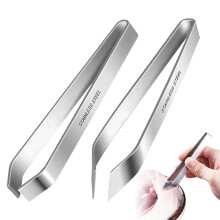 2 x Herringbone Tweezers Professional Stainless Steel Tweezers for Removing Herringbone and Pulling Chicken Feathers