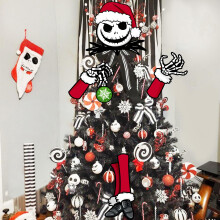 Jack Skellington Christmas Tree Topper Head Arms and Legs, Xmas Spooky Skull Decor