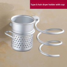 (Silver B)Spiral Blow Hair Dryer Stand Flat Holder Wall Mounted Hang Organizer Supplies