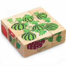 (Fruit)3d Children Cartoon 6 Sides Puzzle Blocks Colorful Educational Wooden Kids Toy