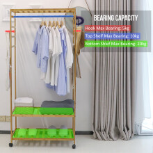 78x37x169cm Wooden Clothes Coat Stand with Shelves