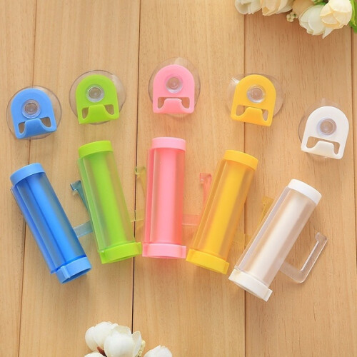 (White)Pp Toothpaste Squeezer With Suction Hang Hook Suitable For Home And Travel Use 1