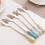 (White)Ceramic Handle Floral Stirring Spoon Tableware Stainless Steel Milk Tableware 7