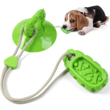 Suction Cup Dog Toy – Chewable Teeth Cleaning Ball with Treat Dispenser
