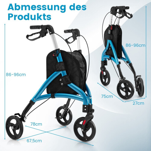 Faltbarer Seniorenrollator - Leichtes Aluminium, 20 cm Räder 1